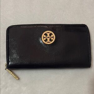 Tory Burch Black Wallet with Gold Logo